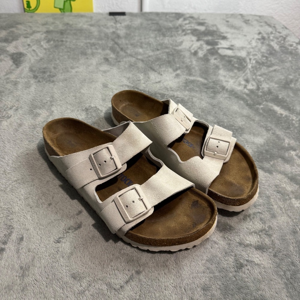 Birkenstock Arizona Suede Leather Sandals Bone White Mens 9 L11 M9 EU 42